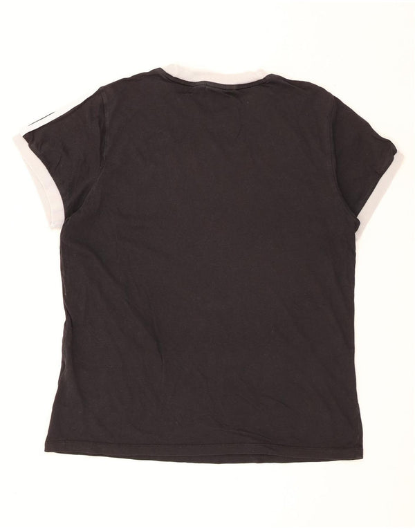 Adidas T-Shirt Femme Top UK 12 Coton Noir Moyen