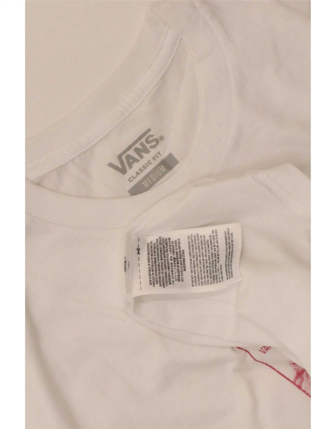 Vans Homme Coupe Classique T-Shirt Graphique Haut Blanc Moyen Coton
