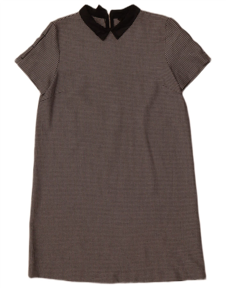 Zara Robe droite pour femme UK 44 Motif pied-de-poule noir moyen