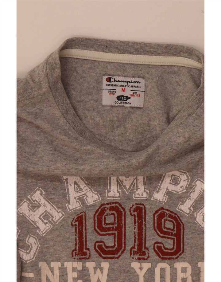 Champion T-Shirt Graphique Garçon 9-10 Ans Gris Moyen Moucheté