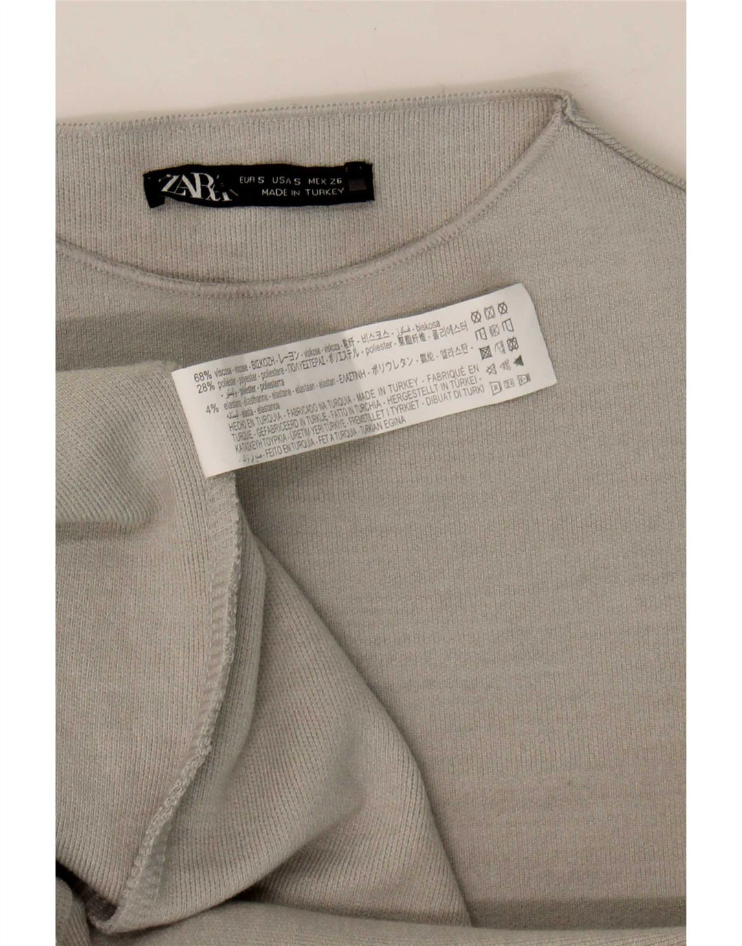 Zara Femme Robe Moulante UK 8 Petite Viscose Grise