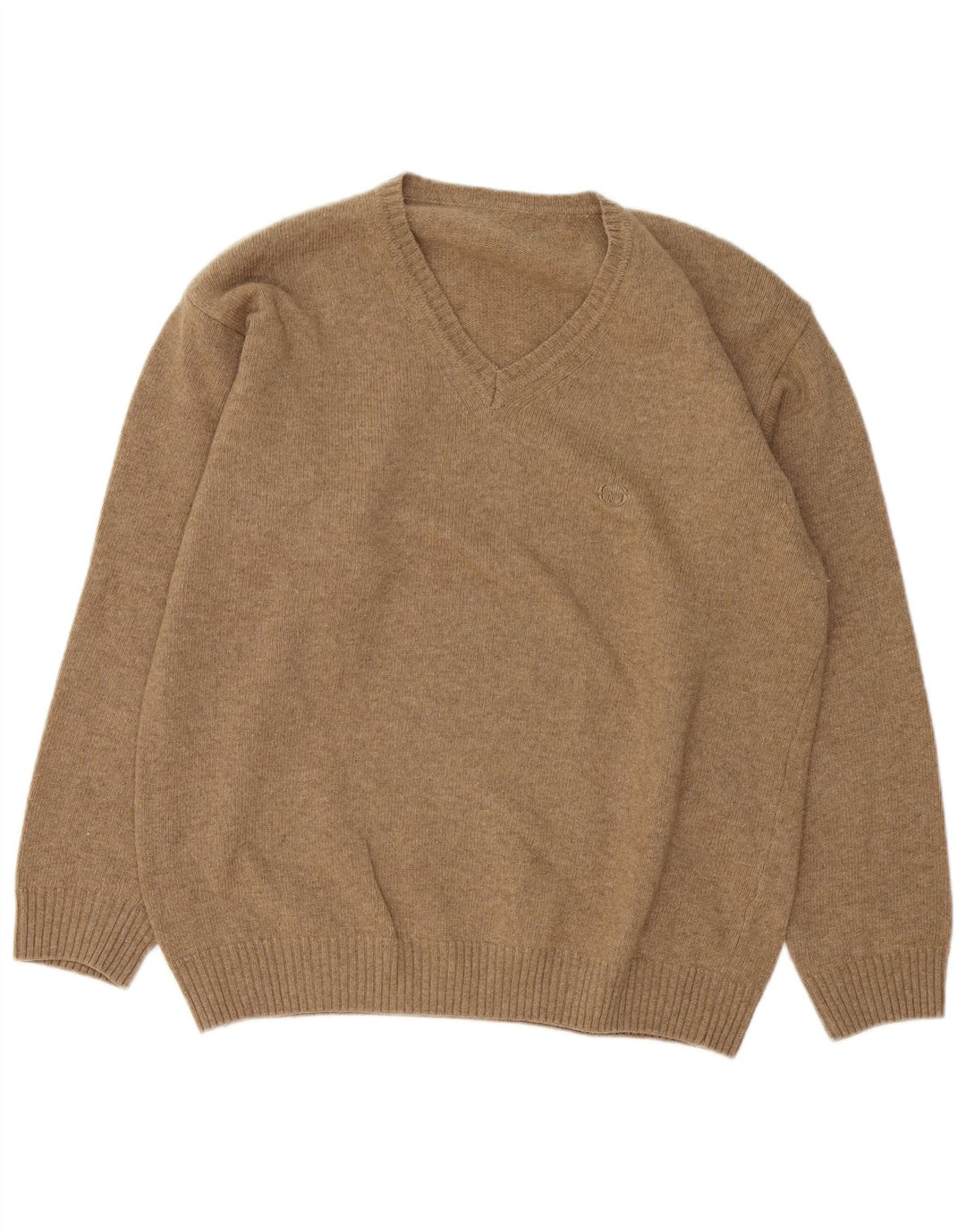 Sergio Tacchini Pull col V pour homme en laine marron Large