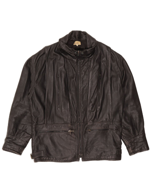 veste en cuir homme vintage IT 48 peau d’agneau noir moyen
