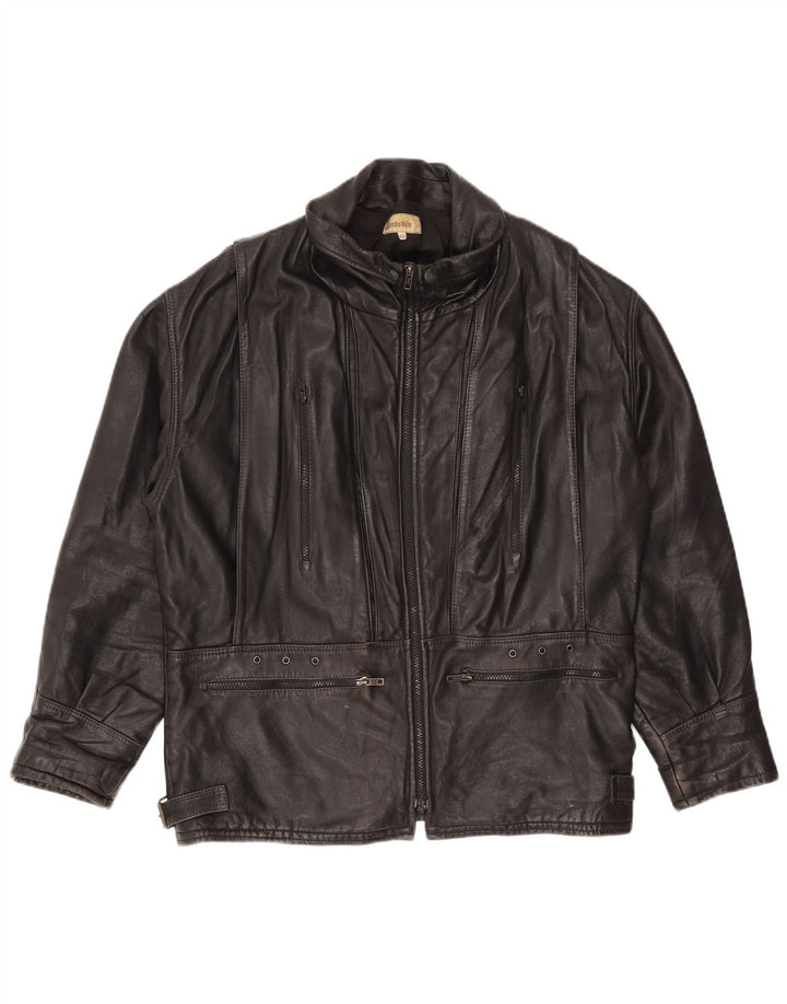veste en cuir homme vintage IT 48 peau d’agneau noir moyen