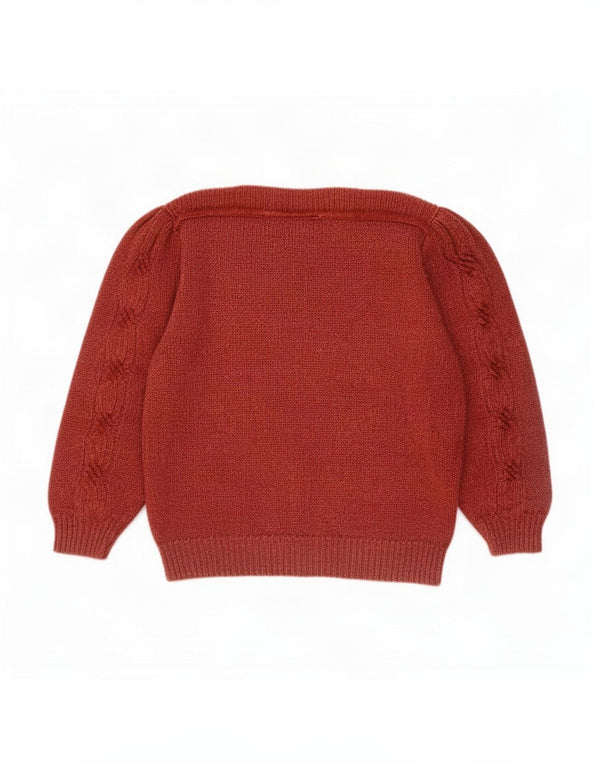 vintage Femmes 3/4 Manches Bateau Cou Jumper Pull UK 18 XL Maroon Cotton