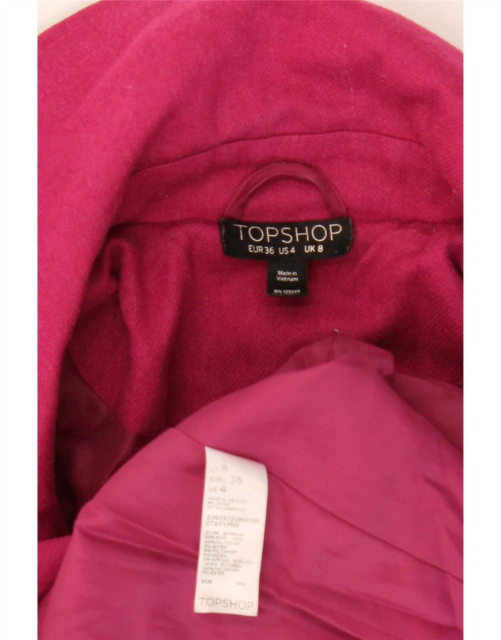 Topshop Manteau Femme UK 8 Petite Laine Rose