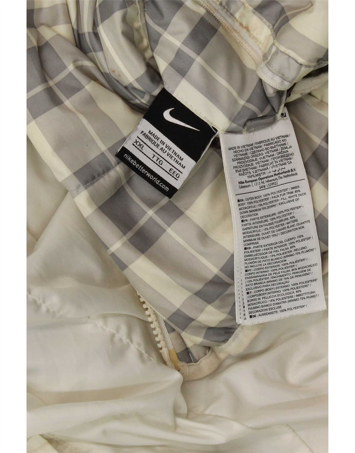 Nike Veste matelassée réversible à capuche pour homme UK 44 2XL Blanc à carreaux Polyester