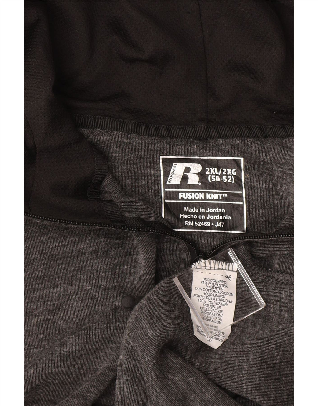 RUSSELL ATHLETIC Pull à capuche zippé pour homme 2XL Gris chiné en coton