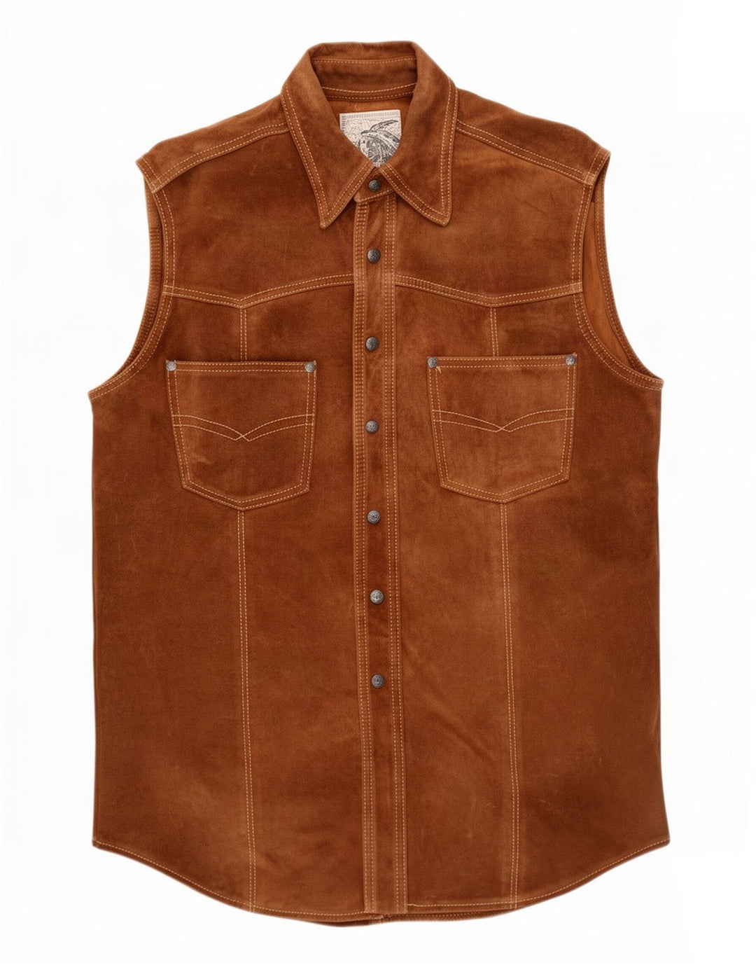 vintage Mens Daim Gilet UK 36 Petit Brun