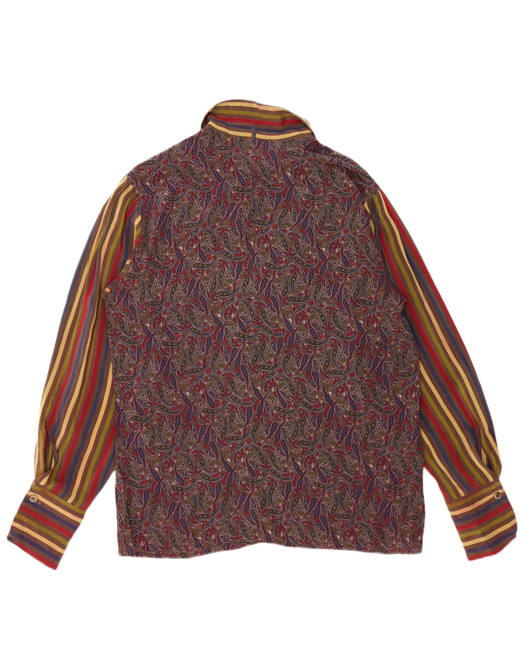 VINTAGE Chemisier Chemise Femme UK 12 Moyenne Soie Paisley Multicolore