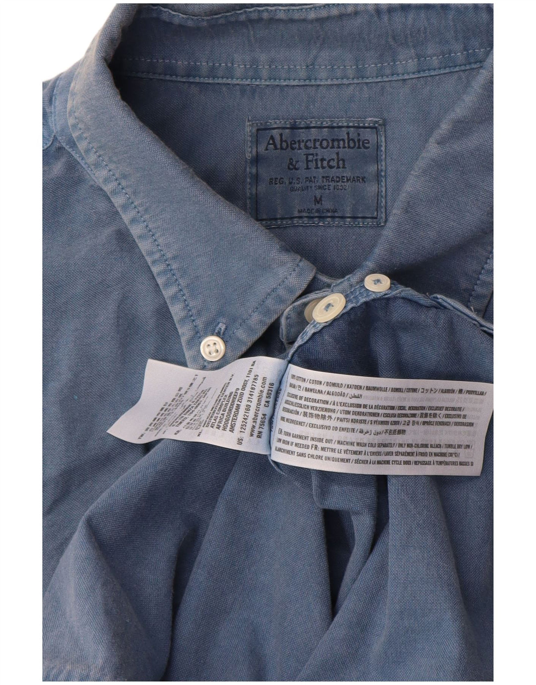 Abercrombie & Fitch Chemise Homme Bleu Moyen Coton