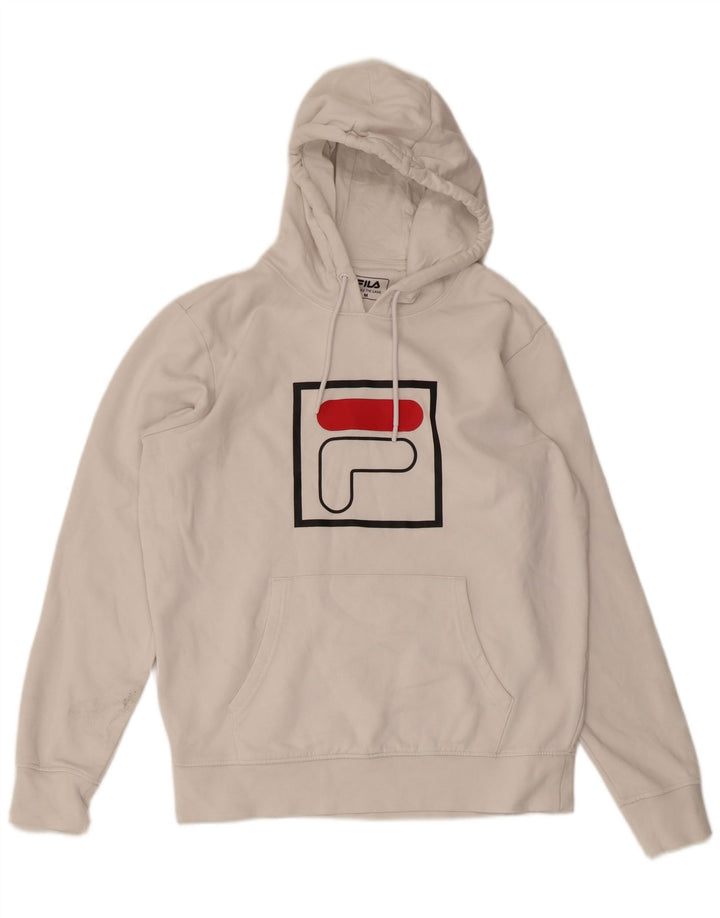 FILA Pull à Capuche Graphique Homme Blanc Moyen Coton