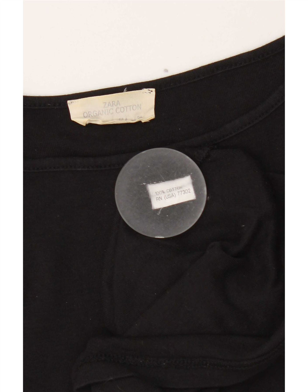 Zara Femme Top Manches 3/4 UK 8 Small Noir Coton