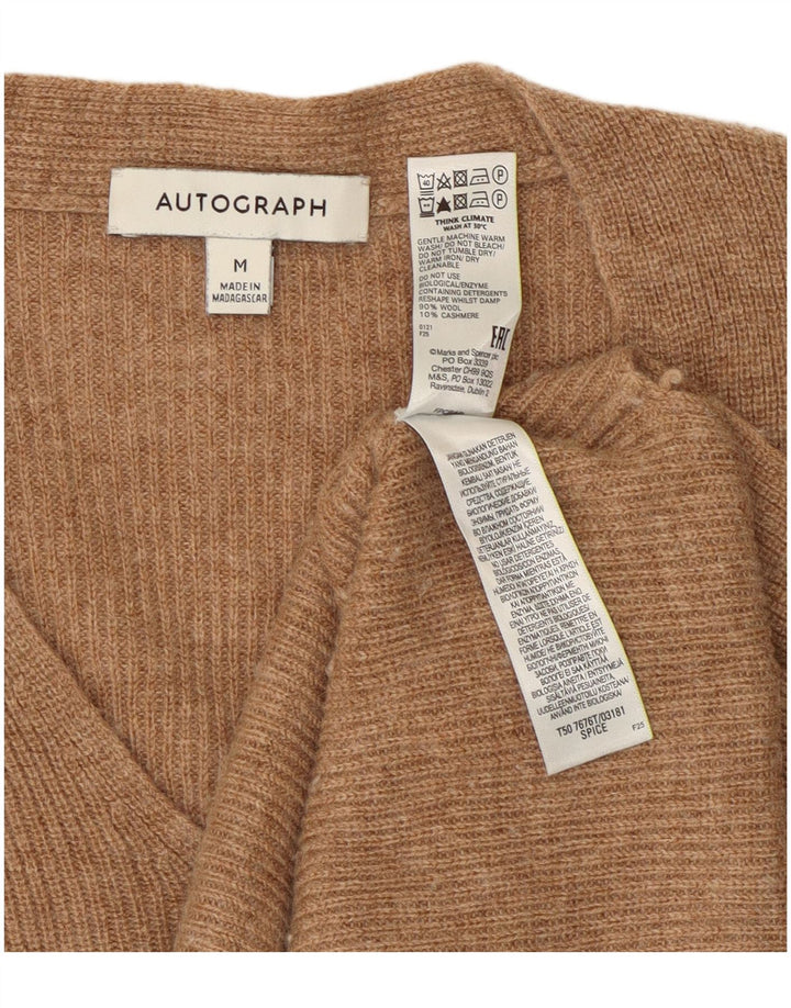Marks & Spencer Pull autographe à col en V pour femme UK 14 Beige moyen