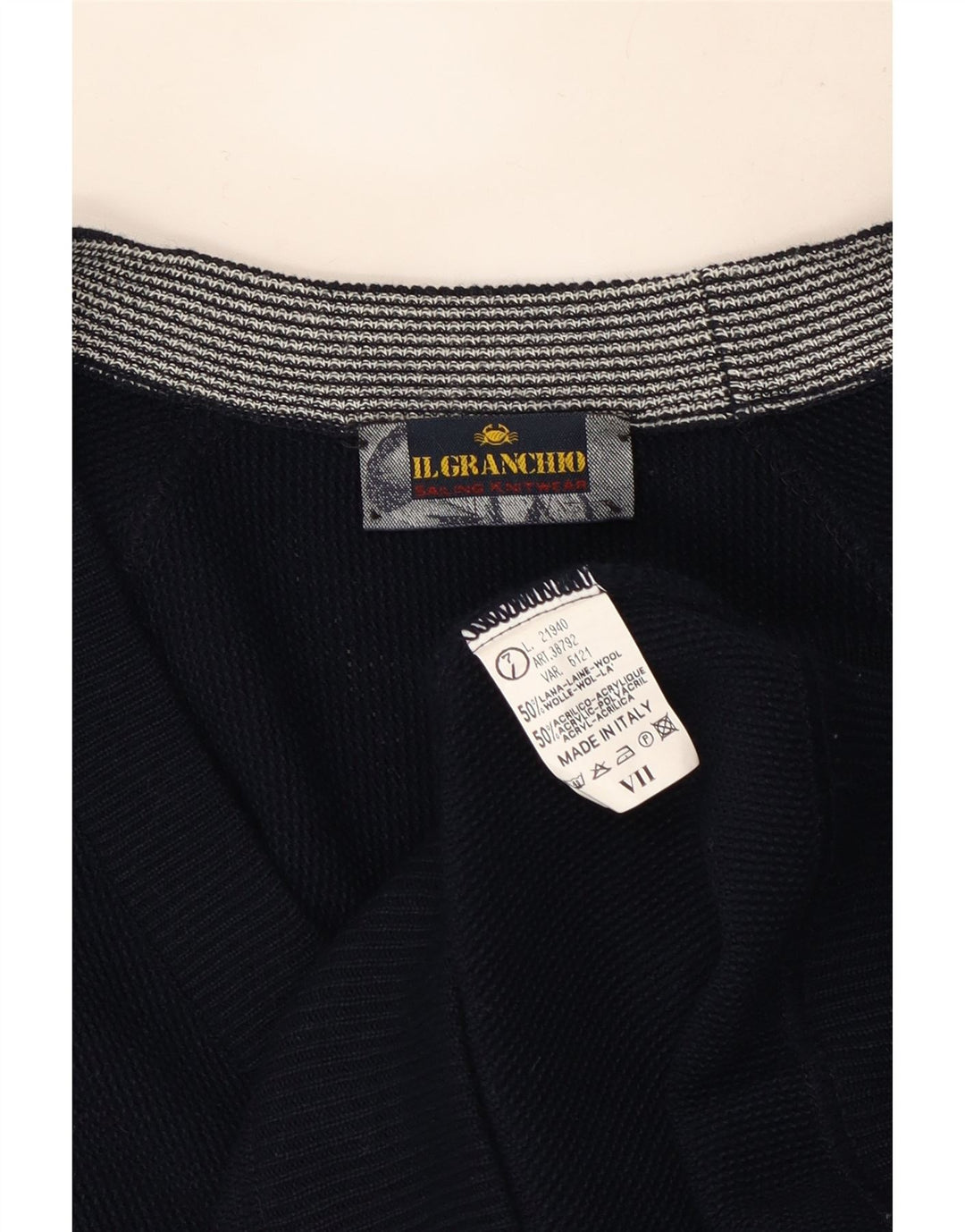 Il Granchio Homme Cardigan Pull Large Bleu Marine Laine