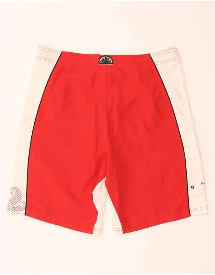 SUNDEK Short de Bain Graphique pour Hommes Grand Polyester Colorblock Rouge