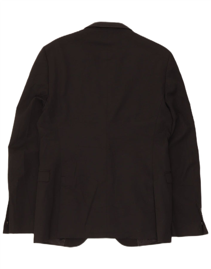 Zara Veste Blazer 2 Boutons Homme EU 50 Polyester Noir Moyen