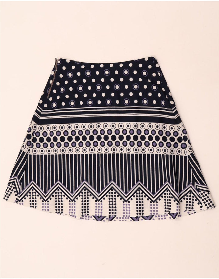jupe plissée femme vintage W28 Moyen Bleu Marine Géométrique