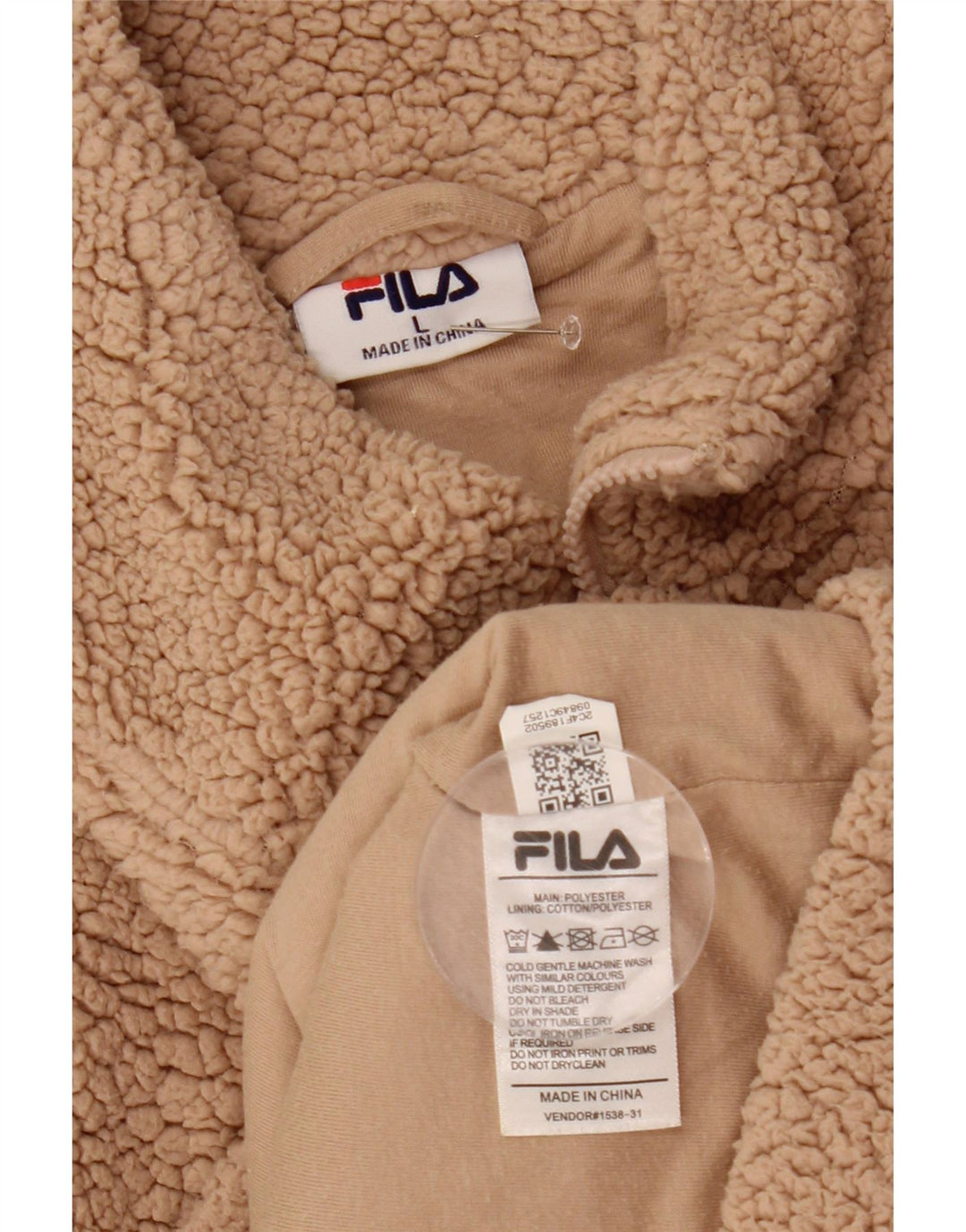 Fila Pull polaire graphique pour femme UK 16 Large Beige Polyester