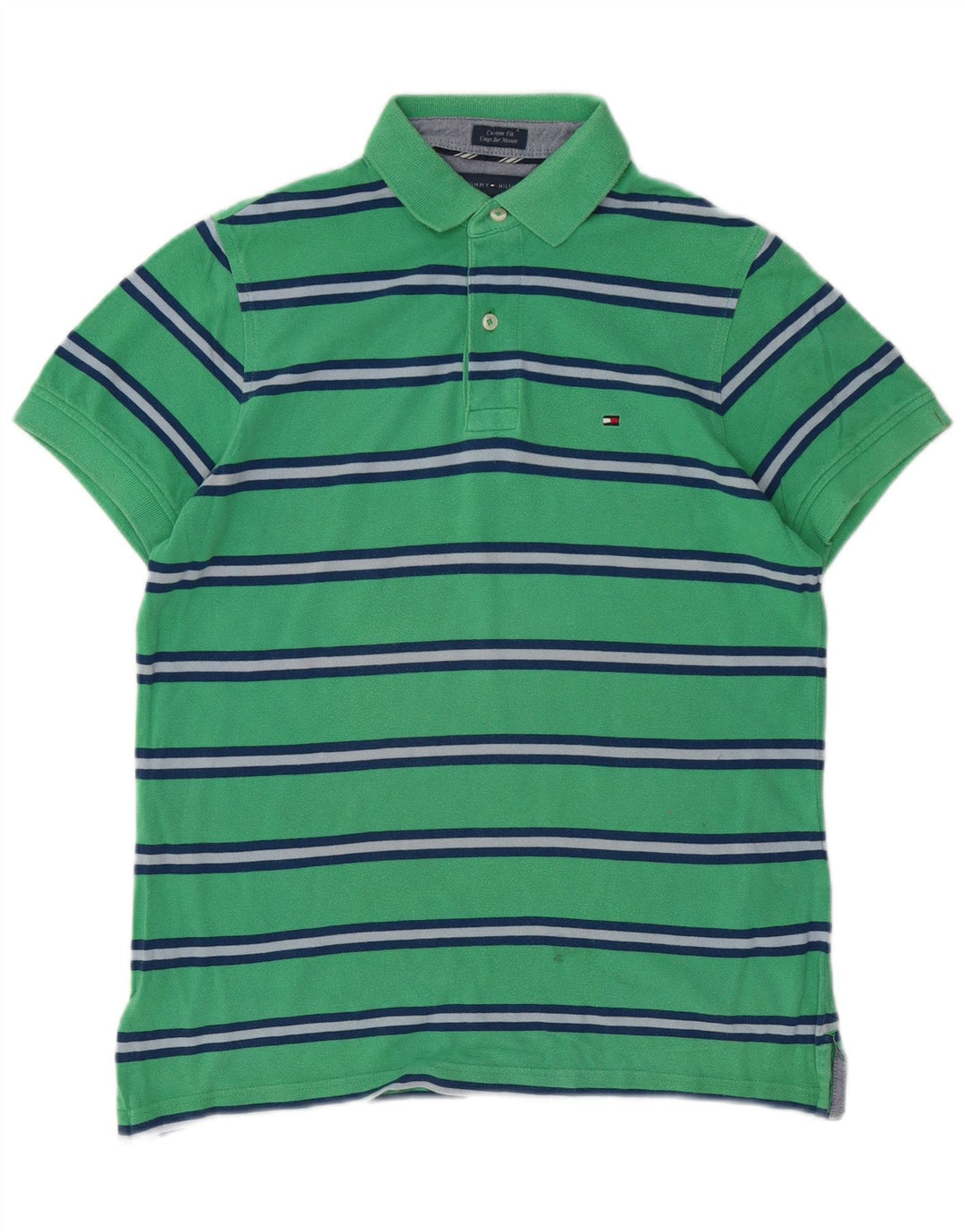 TOMMY HILFIGER Polo sur mesure pour homme Petit coton rayé vert