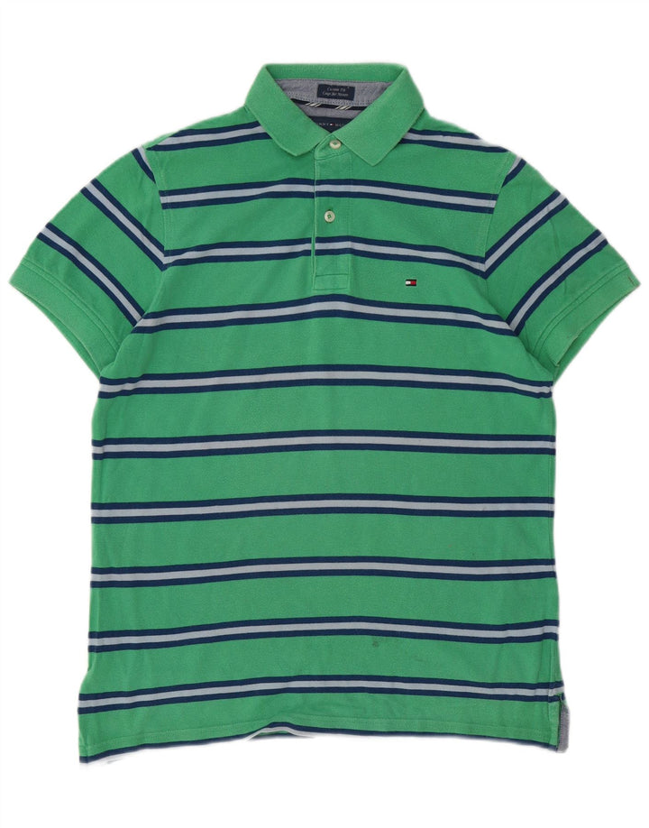 TOMMY HILFIGER Polo sur mesure pour homme Petit coton rayé vert
