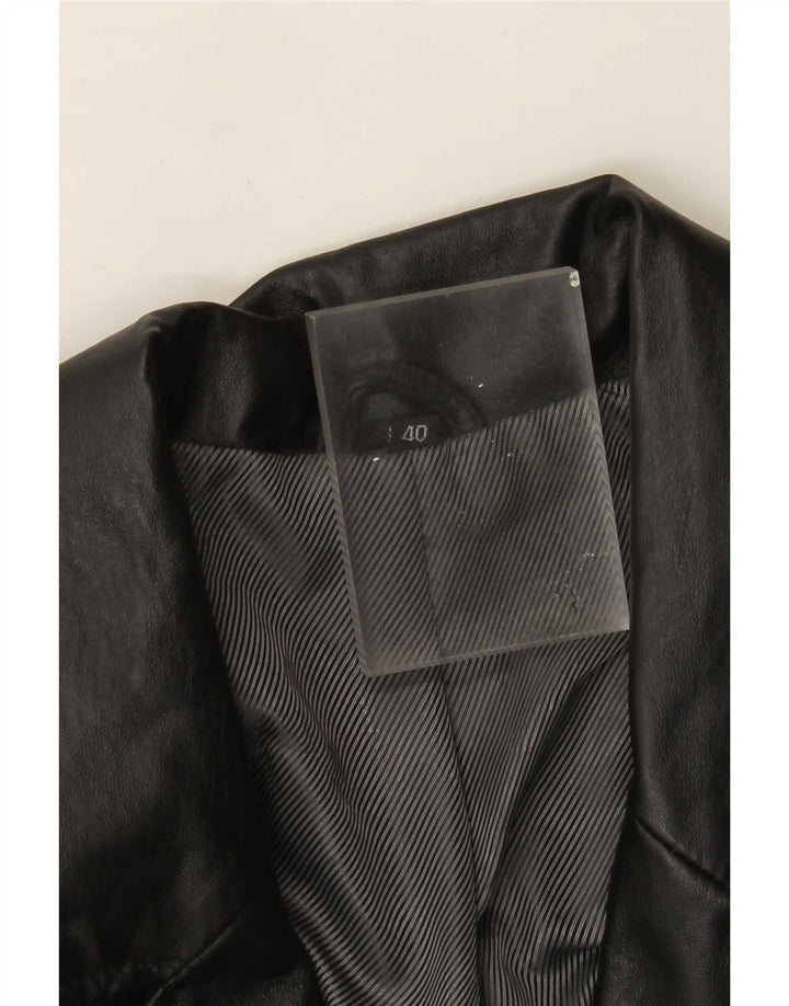 manteau en cuir femme vintage EU 40 Moyen Noir