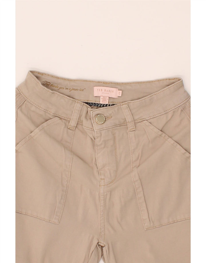 TED BAKER Womens Slim Casual Trousers W26 L28 Beige Cotton Vintage Ted Baker and Second-Hand Ted Baker from Messina Hembry 