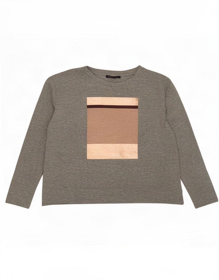 Marks & Spencer Haut graphique à manches longues pour femme UK 16 Large Gris Colorblock