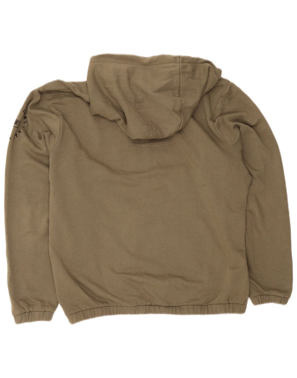 Fila Mens Graphic Hoodie Jumper Medium Khaki Colourblock Cotton