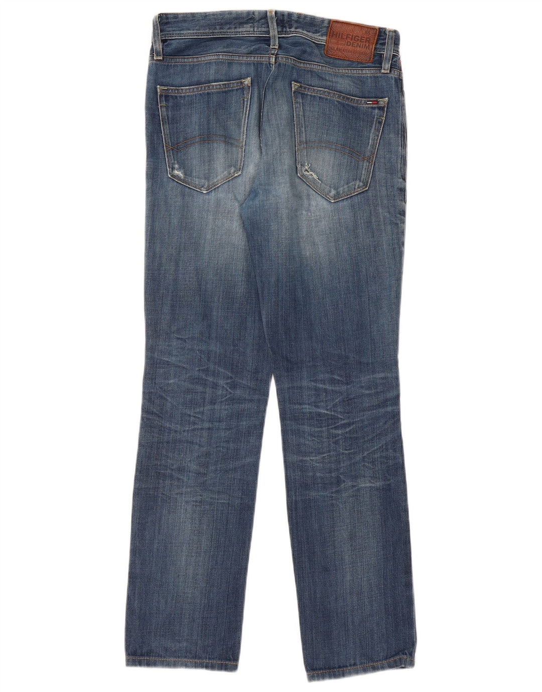 TOMMY HILFIGER Jean droit effet vieilli W30 L32 homme bleu coton