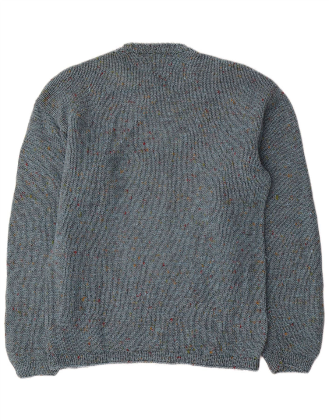 vintage Mens Crew Neck Jumper Pull Bleu Moyen Moucheté