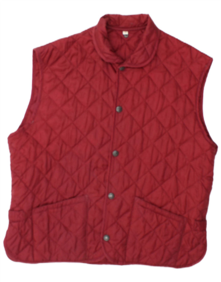 vintage Mens Gilet matelassé UK 38 Moyen Bourgogne