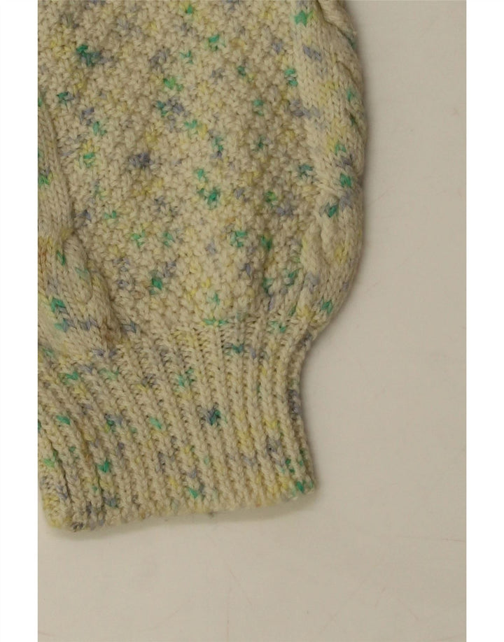 VINTAGE Pull col V femme UK 18 XL Beige Moucheté