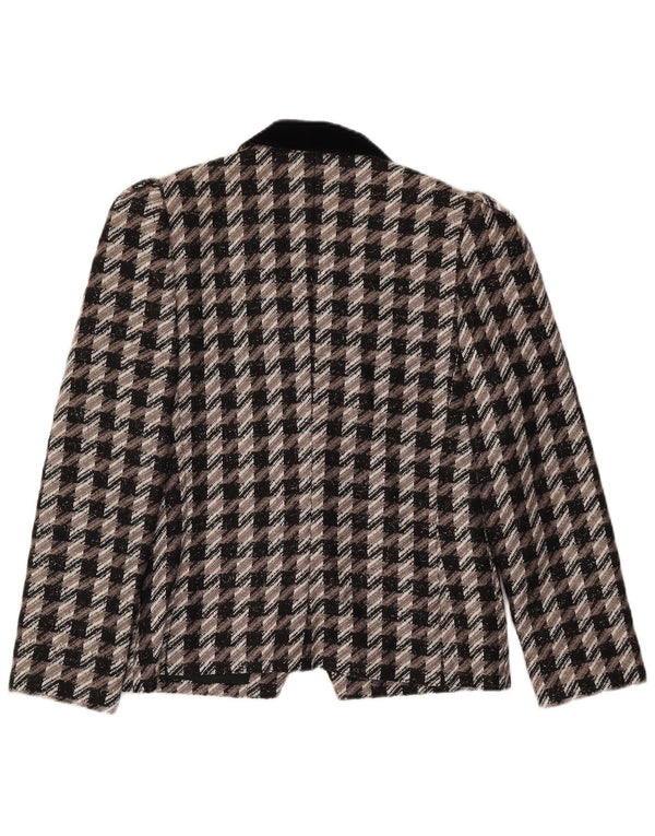 Vintage Womens 1 Button Blazer Jacket IT 40 Small Grey Houndstooth Viscose
