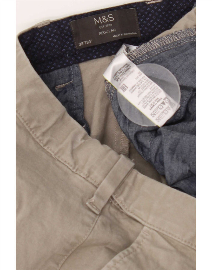 Marks & Spencer Pantalon Chino Regular Homme W38 L33 Gris Coton