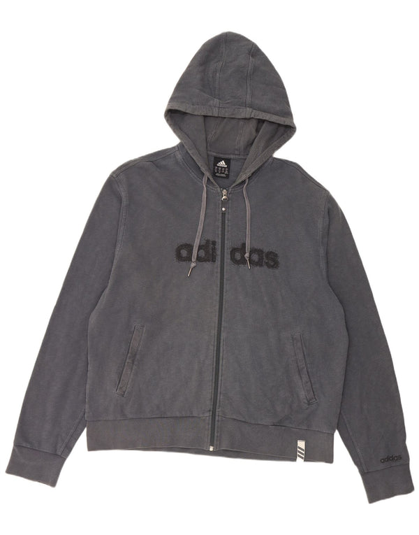 Adidas Pull à capuche zippé graphique pour homme 2XL en coton bleu marine