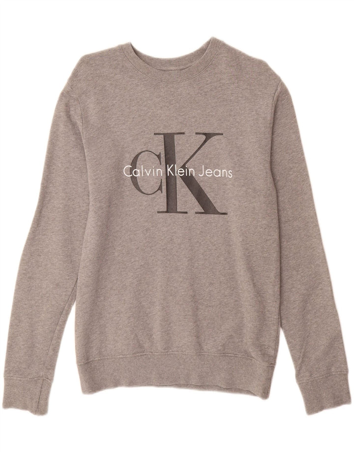 CALVIN KLEIN JEANS Sweat-shirt graphique pour homme XS Gris Coton