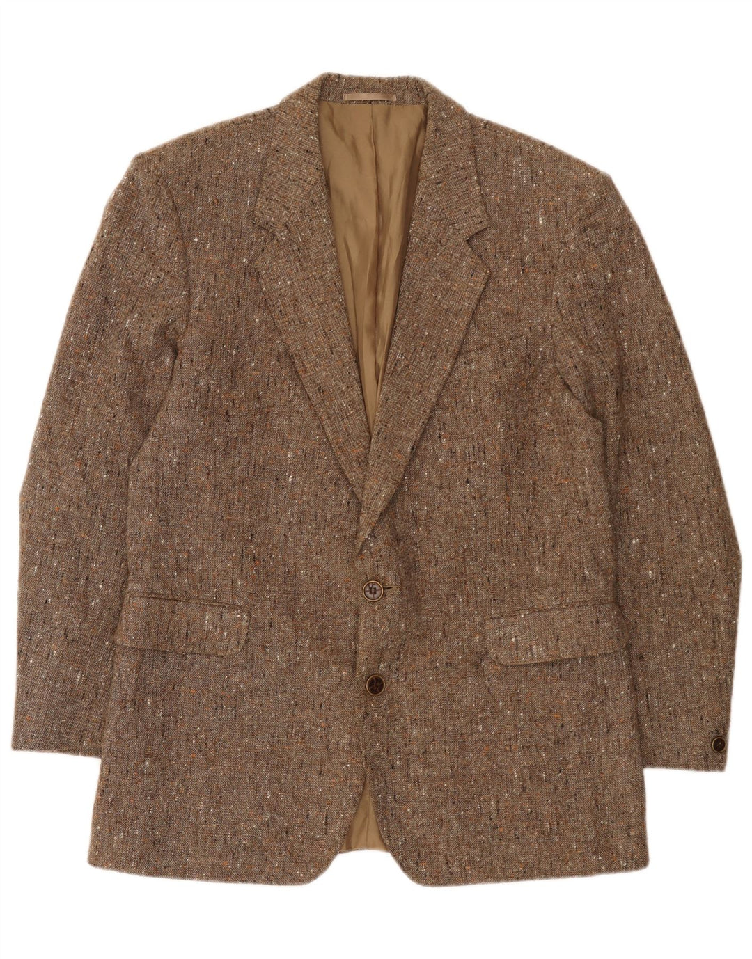 vintage Homme 2 Bouton Blazer Veste UK 38 Moyen Beige Moucheté
