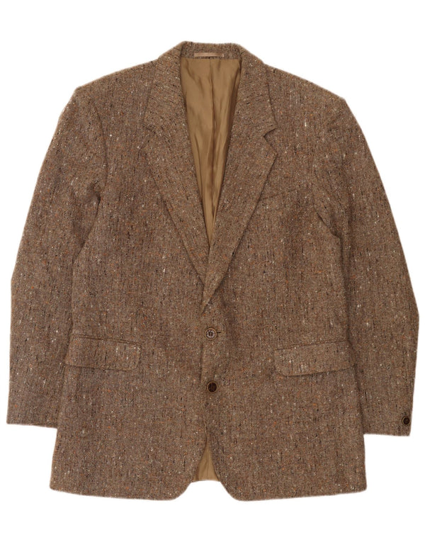 vintage Homme 2 Bouton Blazer Veste UK 38 Moyen Beige Moucheté