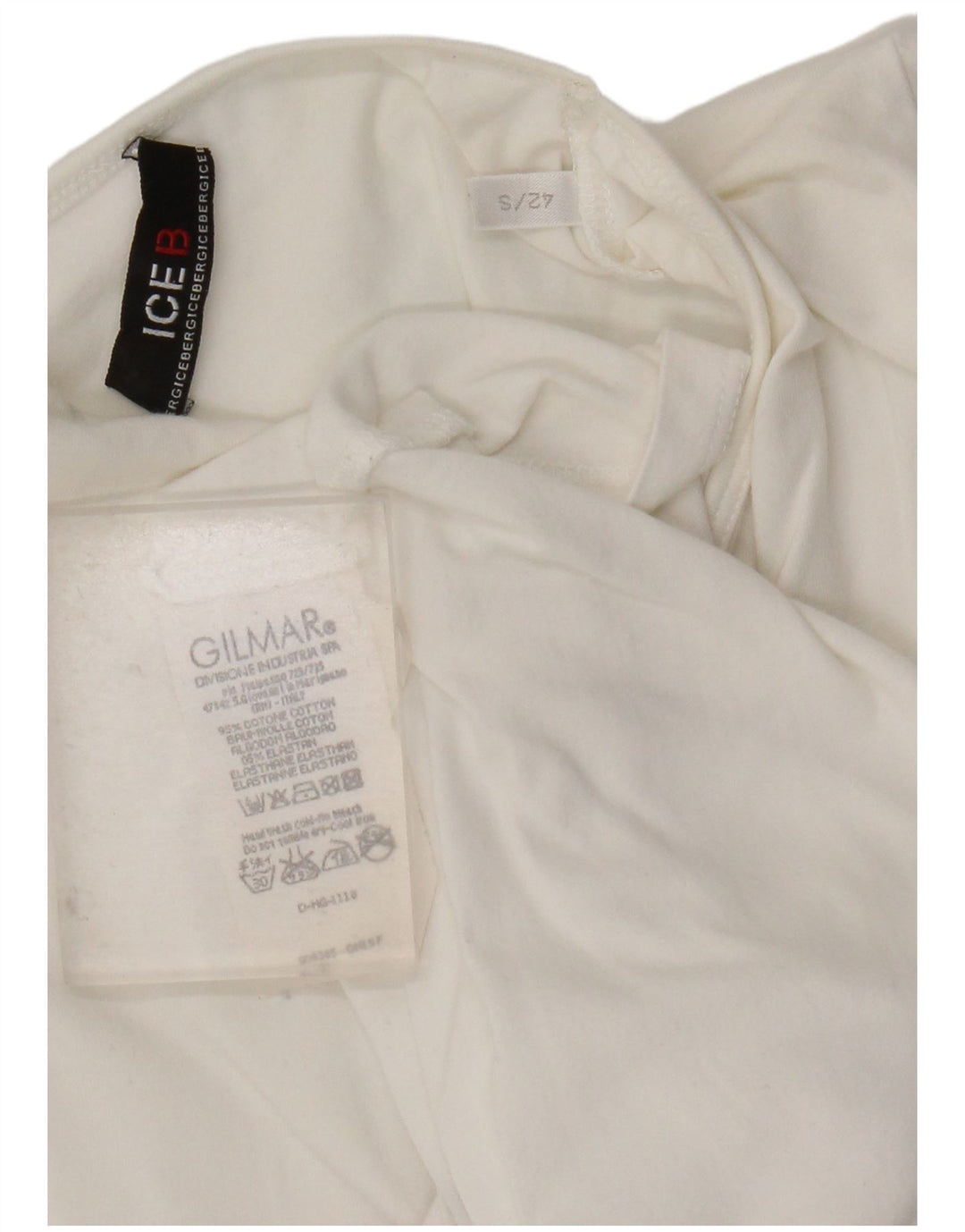 Iceberg Haut Graphique Femme Manches Longues IT 42 Coton Floral Blanc Moyen