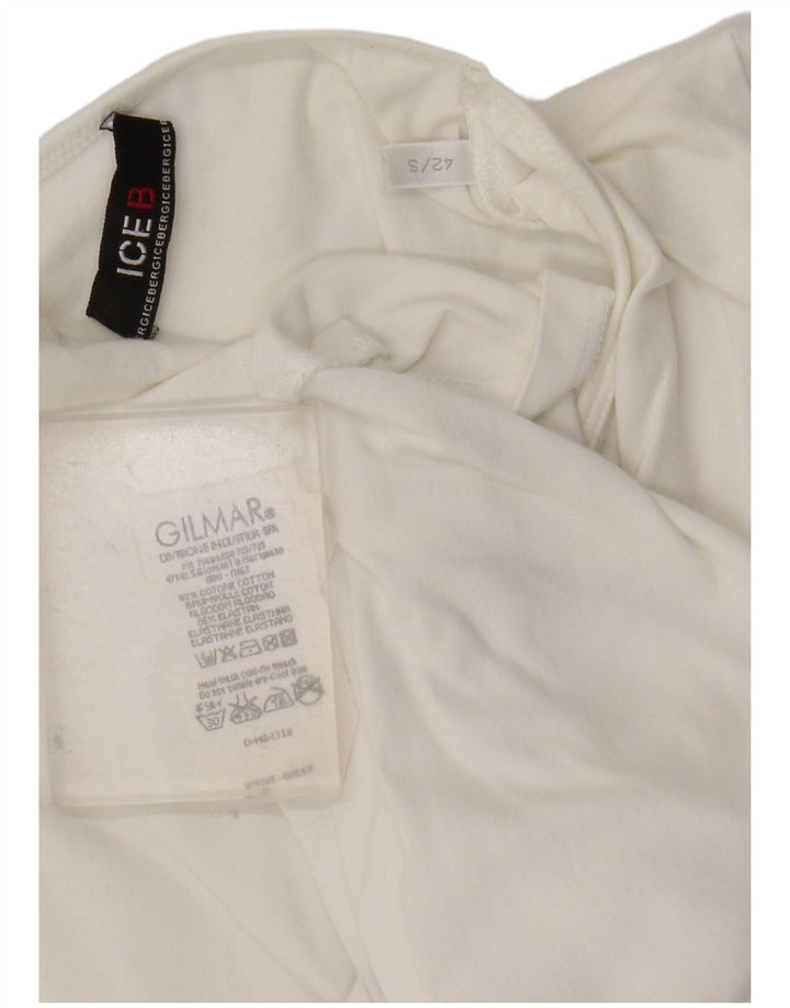Iceberg Haut Graphique Femme Manches Longues IT 42 Coton Floral Blanc Moyen