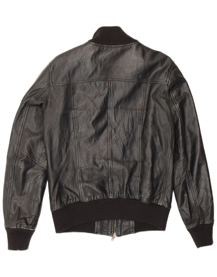 veste en cuir homme vintage UK 36 Petit Noir