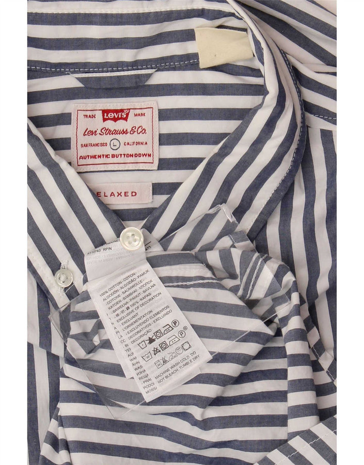 Levi's Chemise Relaxed Homme Bleu Large en Coton à Fines Rayures