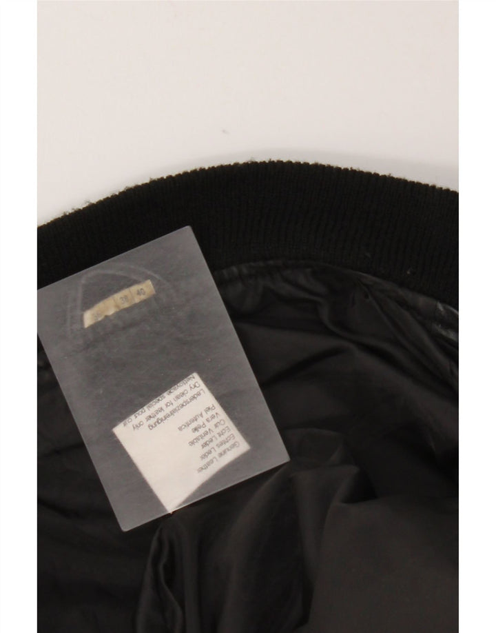 veste en cuir coupe ample femme vintage EU 38 cuir noir moyen