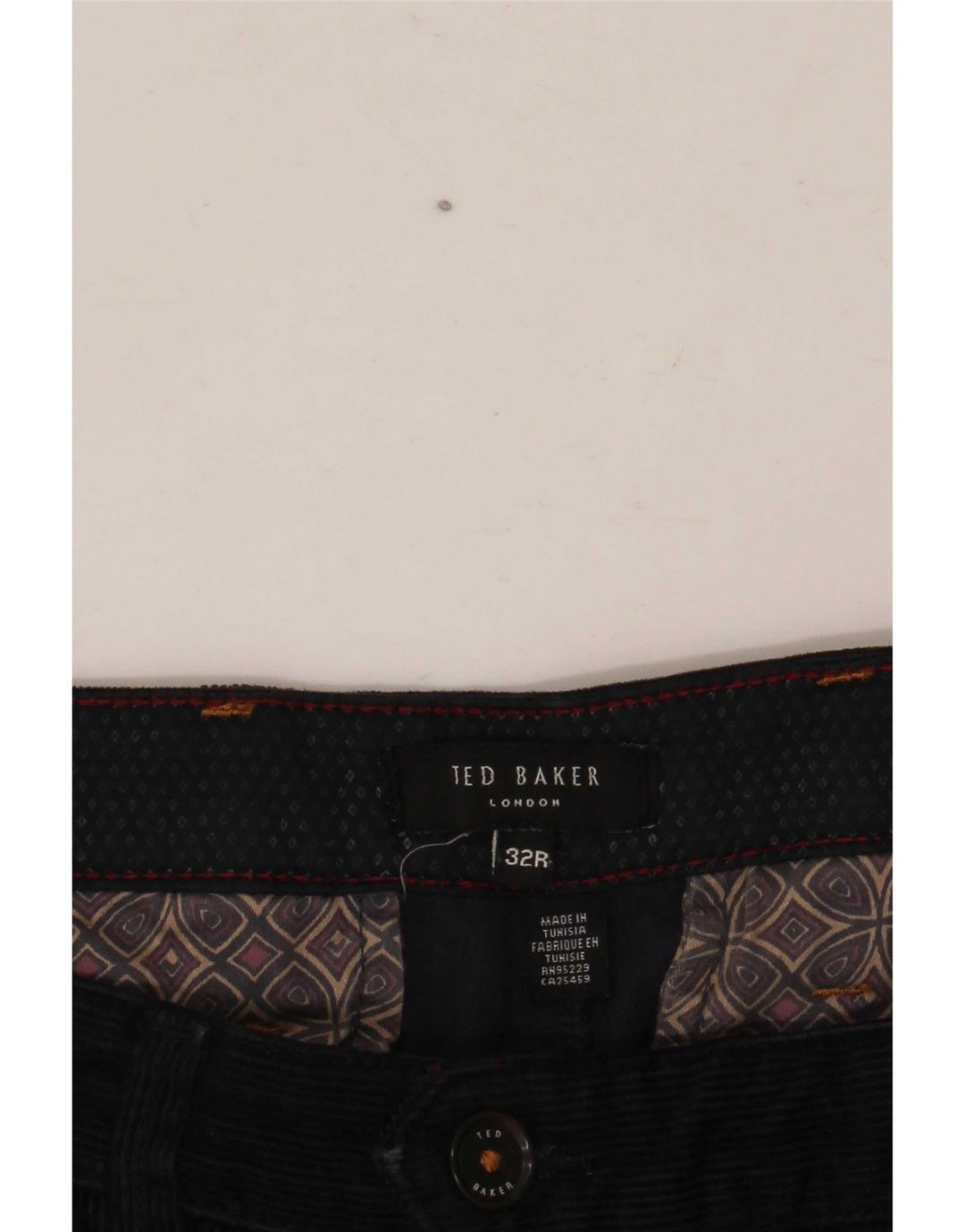 Ted Baker Pantalon Slim En Velours Côtelé Femme W32 L31 Bleu Marine