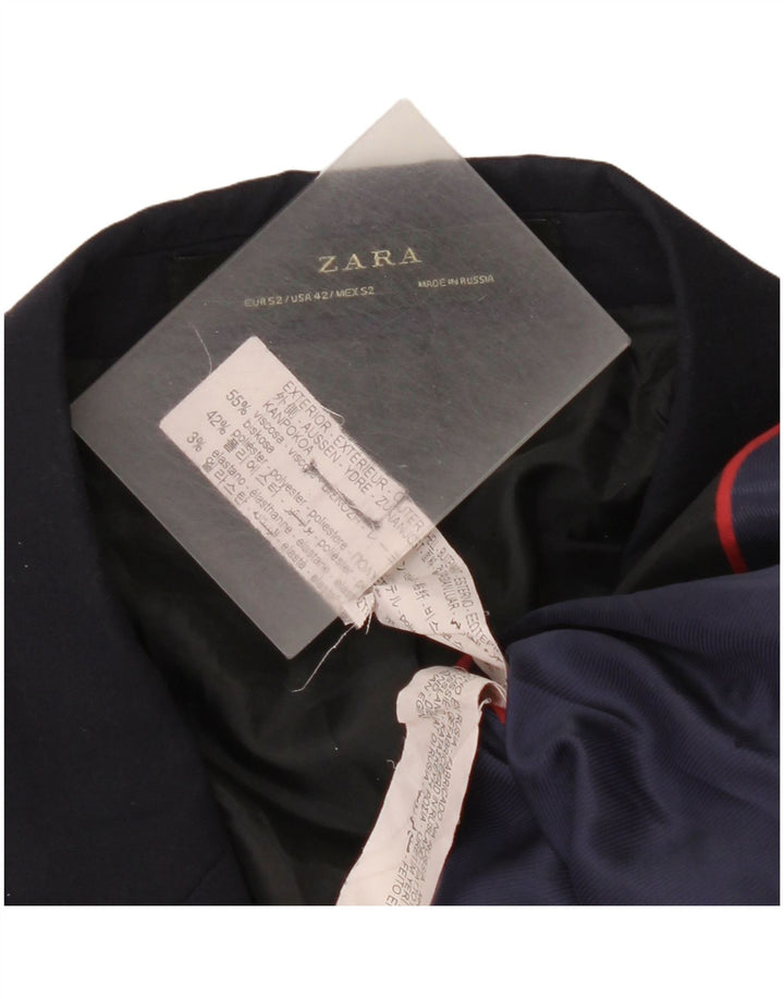 Zara Veste Blazer 2 Boutons Homme EU 52 Large Bleu Marine Viscose