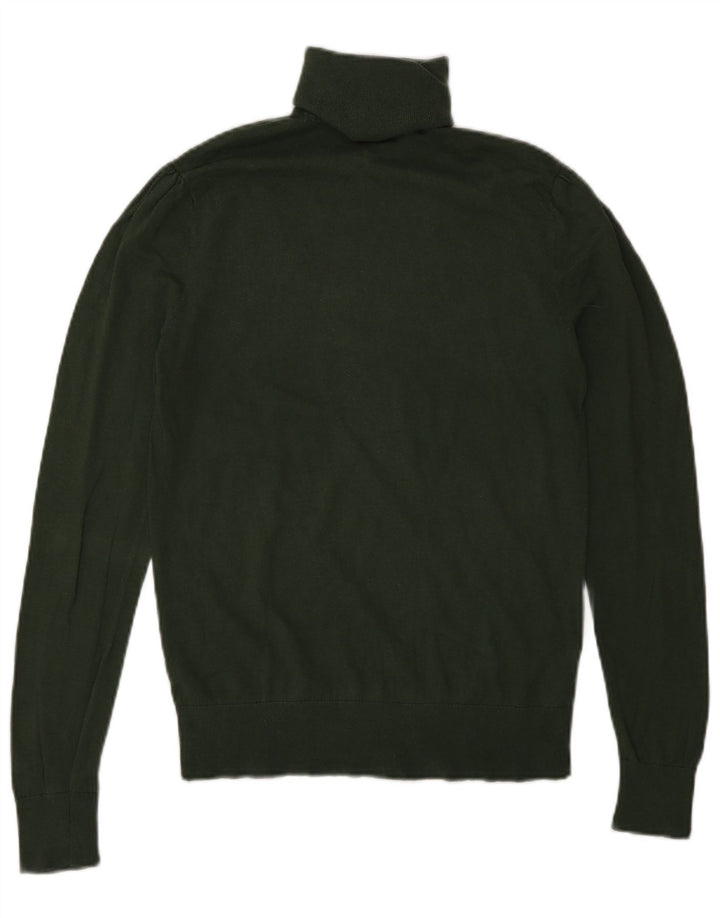 Massimo Dutti Pull col roulé pour femme UK 12 Soie vert moyen