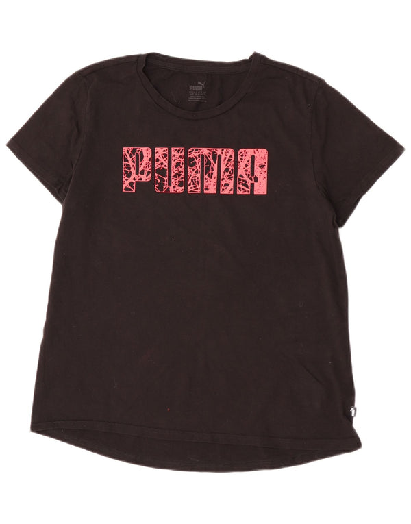 Puma T-shirt graphique pour femme UK 14 Noir moyen Coton