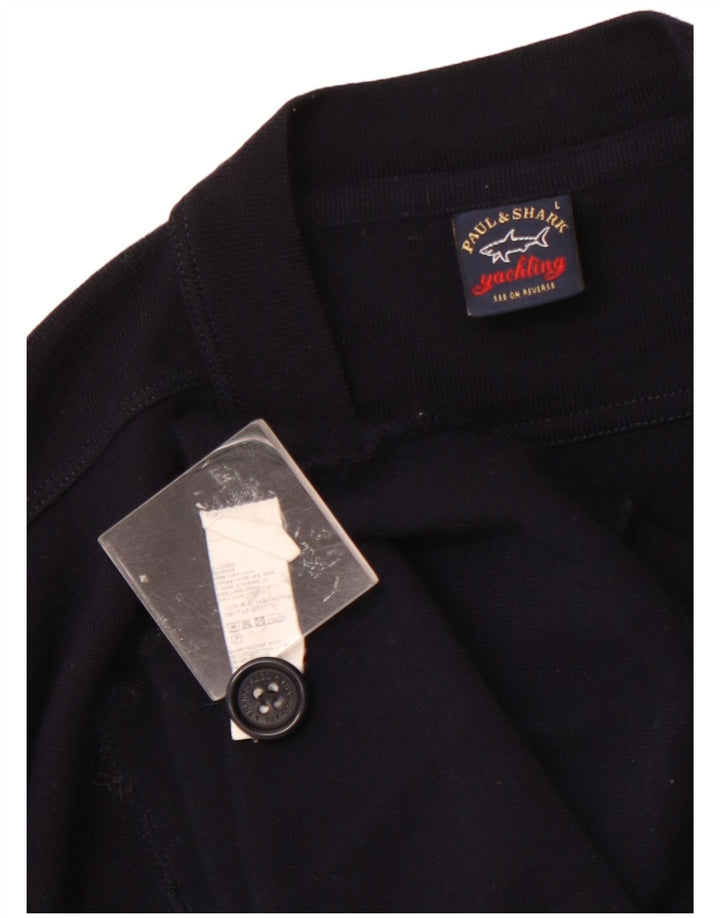 PAUL & SHARK Cardigan Homme Pull Large Bleu Marine Laine