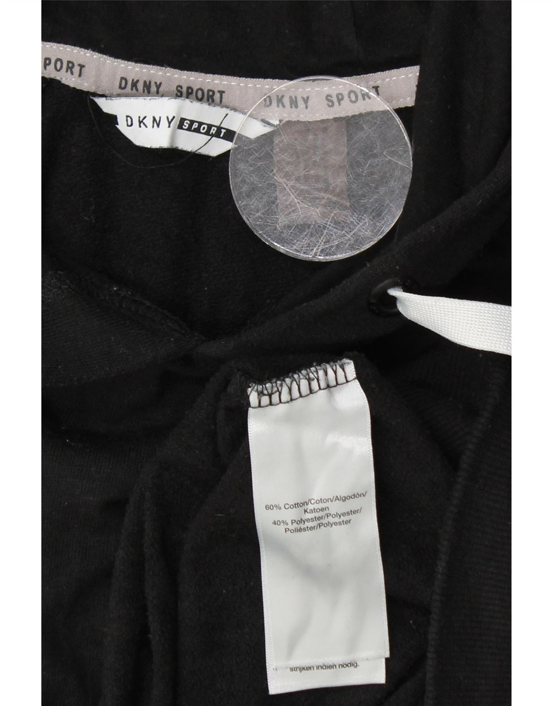 DKNY Pull à capuche pour femme UK 44 en coton noir moyen